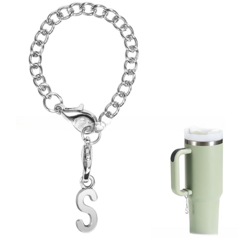 Silver Keychain Backpack Cup Accessories Chain English Letters And Numbers Cute Jewelry Pendant for tumblers, Tumbler Set Accessories